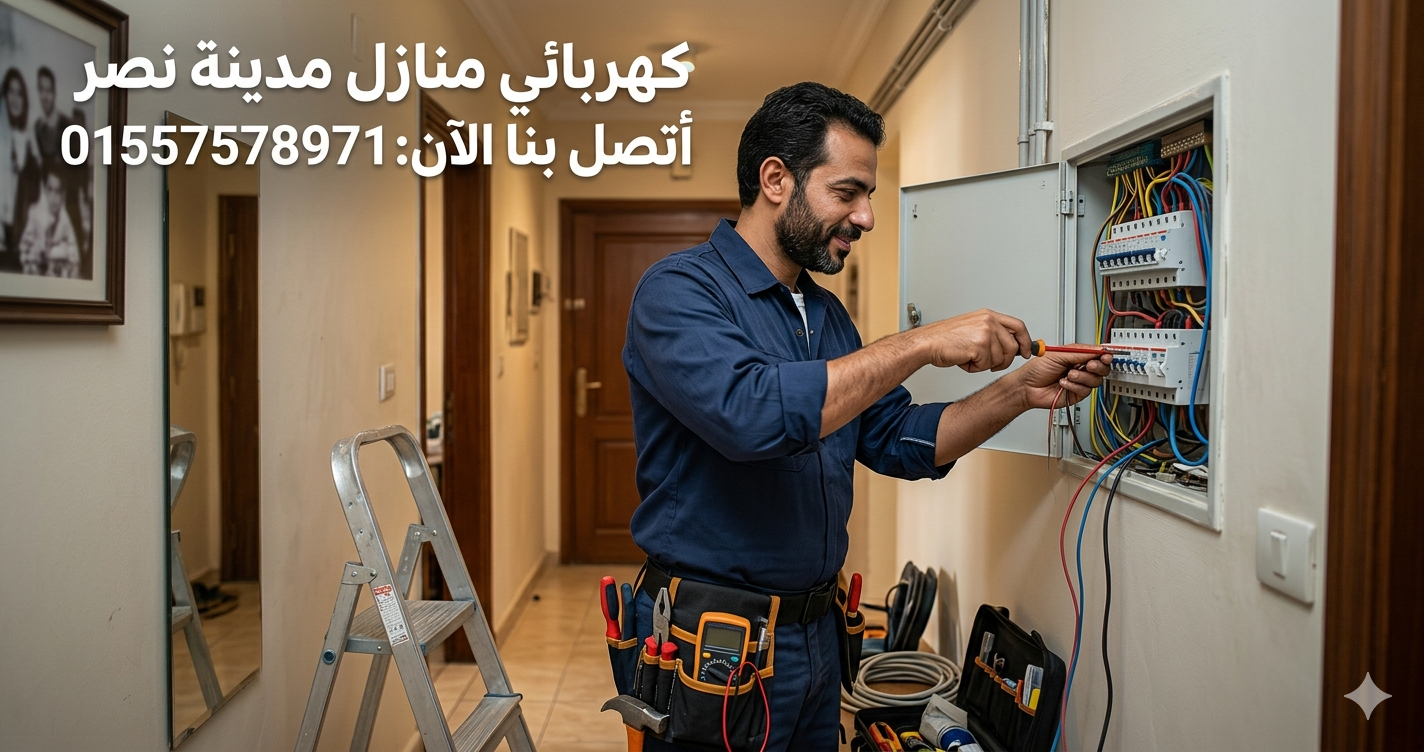 كهربائي منازل مدينة نصر اثتاء عمله
