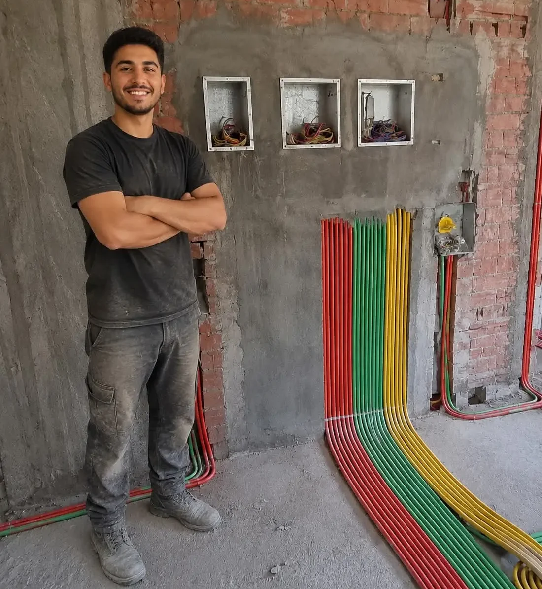 صورة توضح اعمال تأسيس الكهرباء