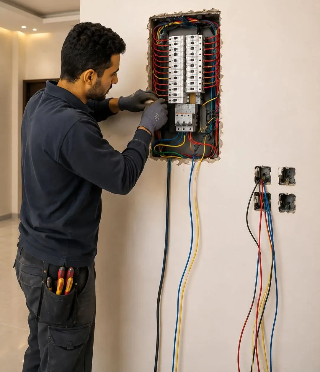 صورة توضع اعمال تأسيس لوحة كهرباء