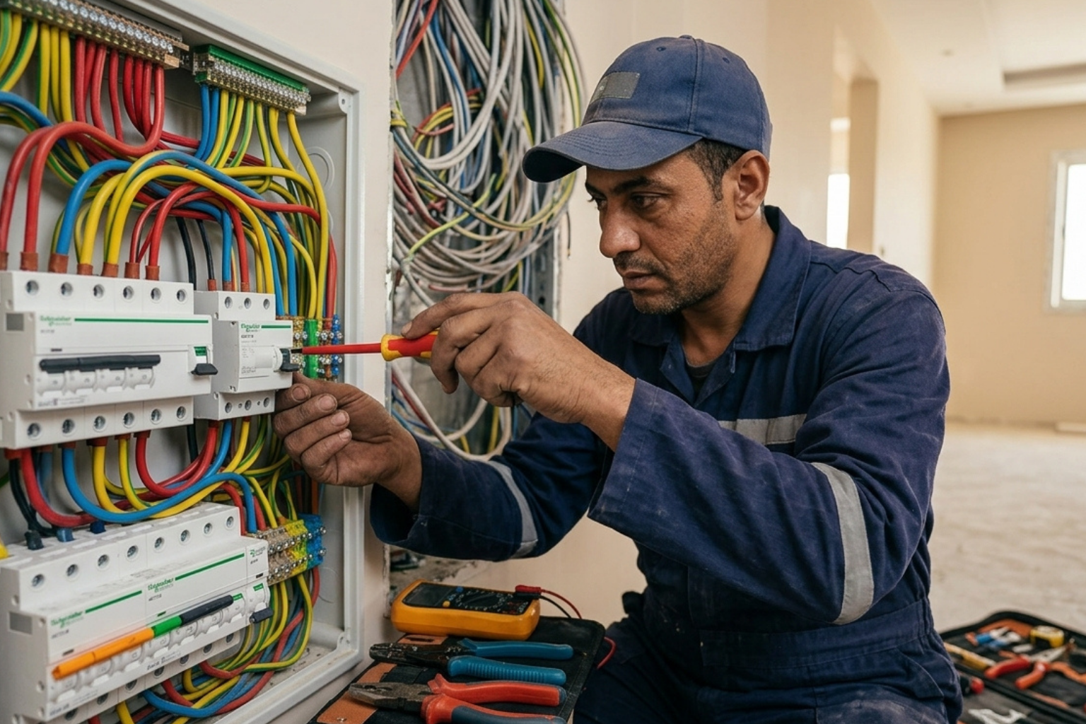 مفاتيح كهرباء شنايدر مع كهربائي